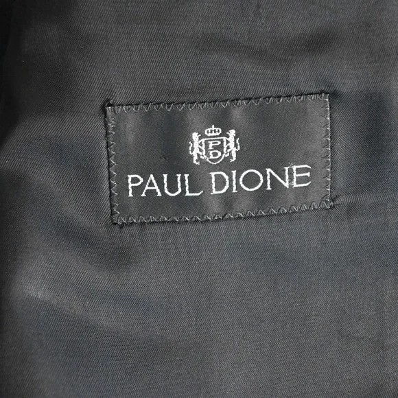 Paul Dione‎ 42R 34x32 Black Windowpane Lee CT 100% Wool Mens Jacket Pants Suit